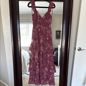 Miami Purple Ruffled Tiered Maxi Dress V-Neck